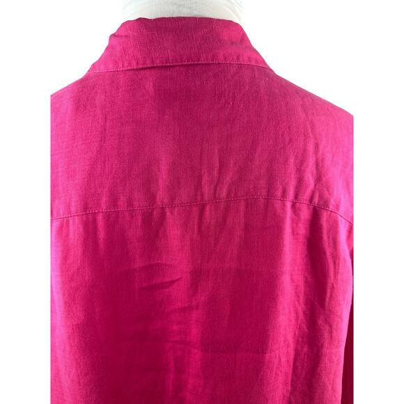 Chico's 100% Linen No Iron Button Up Shirt Pink Women's Size 3 XL 16 Lagonlook - Picture 8 of 16